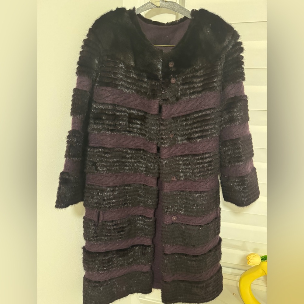 Real fur and cashmere coat